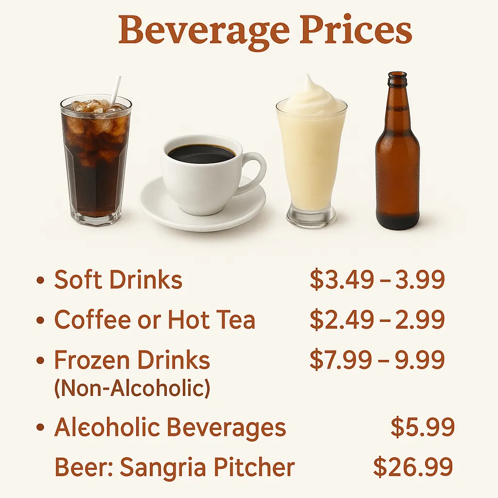 Golden Corral Drinks Prices for adults